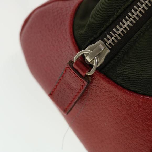 PRADA Hand Bag Nylon Leather Red Green Auth 44987 - Picture 9 of 16